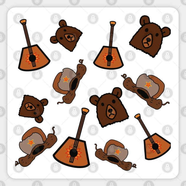 Balalaika, Bear and Ushanka hat USSR patterns Sticker by Starlight Tales